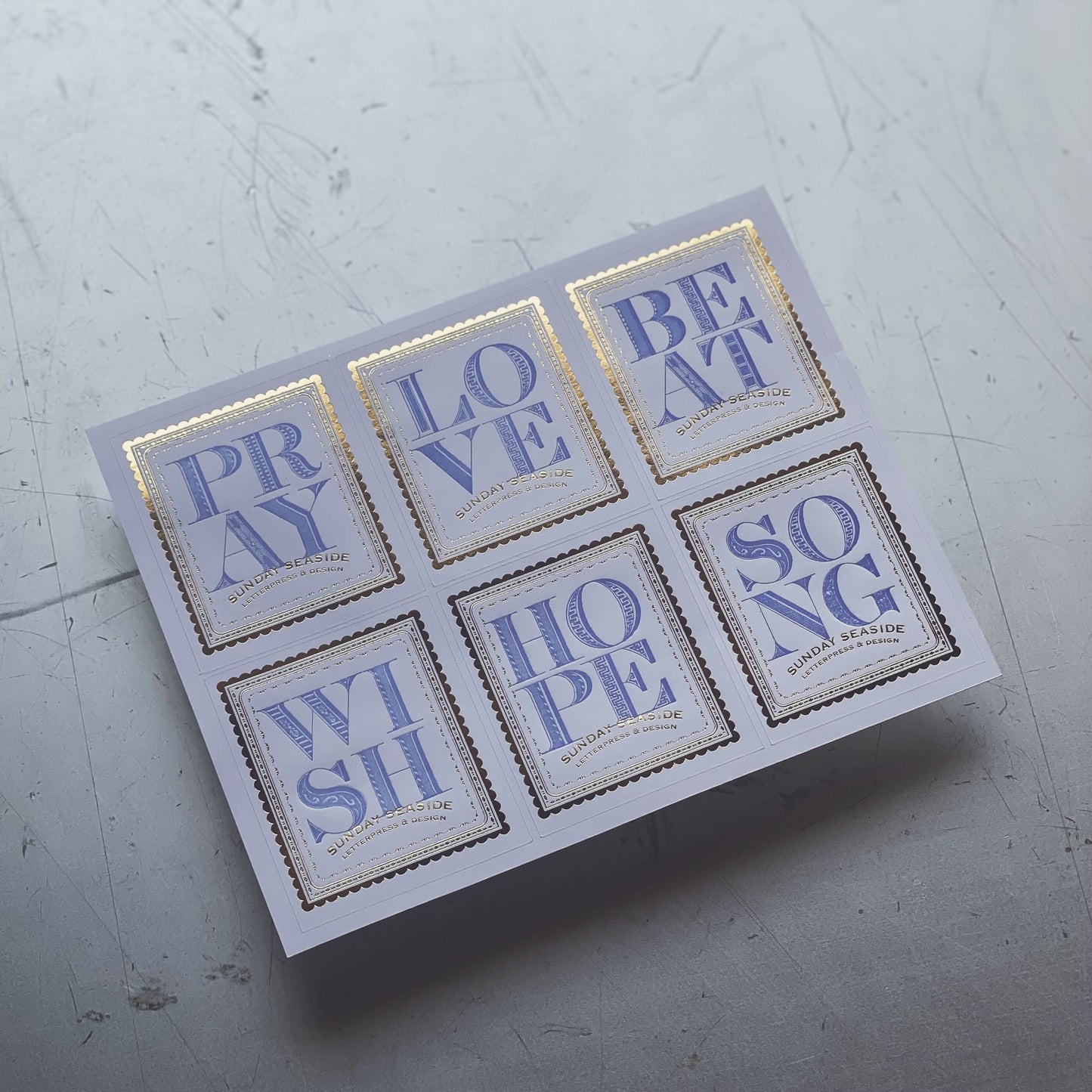 4文字シール-Letterpress Sticker